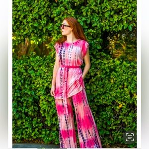 ❌SOLD❌ Jennafer Grace Sunset Tiedye Tunic Top/Palazzo Pant Set, sold out, Sz s/m